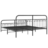 Metal Bed Frame without Mattress with Footboard Black 183x203cm 376622
