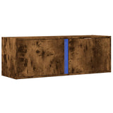 TV Wall Cabinet with LED Lights Smoked Oak 100x31x35 cm 852268
