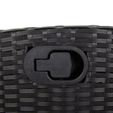 9 Piece Garden Dining Set with Cushions Black Poly Rattan 3212473