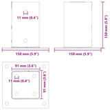 Post Bases Square 12 pcs Silver 91x91 mm Galvanised Steel 42000011