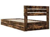 Bed Frame with Drawer Smoked Oak 100 x 200 cm Engineer Wood 3411527