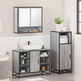 ZNTS 3 Piece Bathroom Furniture Set Grey Sonoma Engineered Wood 3301003