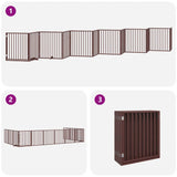 Dog Gate with Door Foldable 12 Panels Brown 960 cm Poplar Wood 3155584