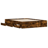 Bed Frame with Drawers without Mattress Smoked Oak 140x190 cm 3207305