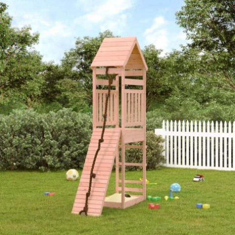 ZNTS Playhouse with Climbing Wall Solid Wood Douglas 3156899