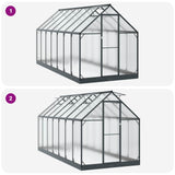 Garden Greenhouse with Door Anthracite 183.5 x 423.5 x 207 cm 3433045
