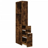 Narrow Bathroom Cupboard with Wheels Smoked Oak Engineered Wood 855299
