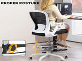 Draughtsman Chair, Mesh Drafting Chair, Ergonomic Office Chair with Flip-up Armrest, Adjustable Foot T3398P344546