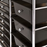 XXL 15-Drawer Mobile Storage Trolley Black Plastic 320407