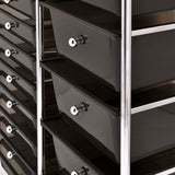 XXL 15-Drawer Mobile Storage Trolley Black Plastic 320407