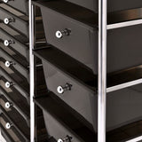 XXL 15-Drawer Mobile Storage Trolley Black Plastic 320407