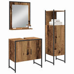 Bathroom Furniture Set with Door 3 pcs Brown 33 x 33 x 102.5 cm 3334357