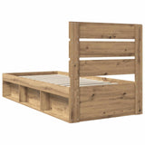 Bed Frame Artisian Oak 100 x 200 cm Solid Pine Wood 3411783