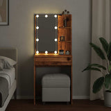Dressing Table with LED Old Wood 60x40x140 cm 856999