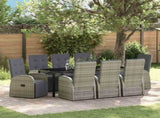 Garden Dining Set with Cushion 9 pcs Grey Poly Rattan 3379505