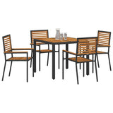 Garden Dining Set 5 pcs Black and Wood Poly Rattan 3365436