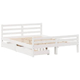 ZNTS Bed Frame without Mattress White 140x200 cm Solid Wood Pine 3301611