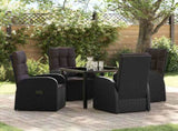 Garden Dining Set with Cushion 5 pcs Black Poly Rattan 3379521