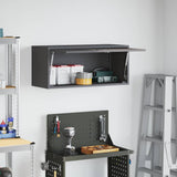 Wall Cabinet for Garage with Gas-lift Door Black 883276