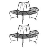 Tree Bench Set of 2 Black Steel Large Appealing Design 3095717