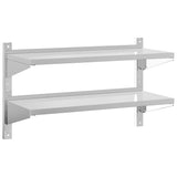 ZNTS 2-Tier Wall Shelf 100x40x60 cm Silver Stainless Steel 30309