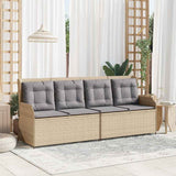 Garden Bench with Cushion Beige and Grey Poly Rattan 3394443