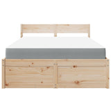 Bed with Drawers and Mattress 120x190 cm Small Double Solid Wood Pine 3281916