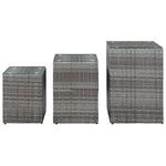 Side Tables 3 pcs with Glass Top Grey Poly Rattan 46985