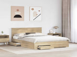 Bed Frame with Drawer Sonoma Oak 140 x 190 cm Engineered Wood 3410897