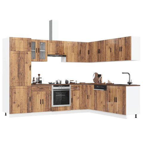 ZNTS 14 Piece Kitchen Cabinet Set Porto Old Wood Engineered Wood 3314999