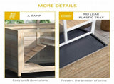 Rabbit Hutch Indoor with Wheels, Wooden Guinea Pig House Hamster Cage, 2 Layers Bunny Cage with T3398P548512