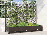 Garden Planter with Trellis&Wheels Brown 120 x 40 x 131.5 cm PP 3423051