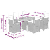 7 Piece Garden Dining Set with Cushions Black Poly Rattan 3212504