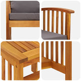Garden Sofa Set with Cushion 3 pcs Brown Solid acacia wood 4106448