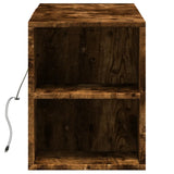 TV Wall Cabinet with LED Lights Smoked Oak 135x31x39.5 cm 852387
