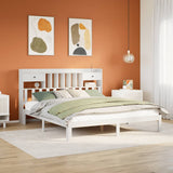 Bookcase Bed without Mattress White 180x200cm Solid Wood Pine 3322608