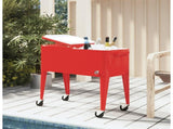 Cooler Cart with Wheels Red 92x43x89 cm 93743