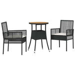 Garden Dining Set 3 pcs Black Poly rattan 3334951