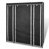 Cabinet Black Non-woven Fabric, Iron Collapsible Fabric Wardrobe 240495