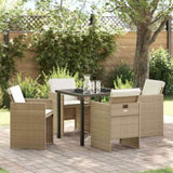 Garden Dining Set 5 pcs Beige Poly Rattan 3380605