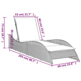 Sun Lounger with Cushion Grey 60x205x73 cm Poly Rattan 368284