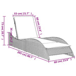 Sun Lounger with Cushion Grey 60x205x73 cm Poly Rattan 368284