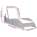 Sun Lounger with Cushion Grey 60x205x73 cm Poly Rattan 368284