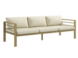 Garden Bench with Cushions, 3-Seater Sofa with Backrest, Armrest and Back Cushions, 185 x 66 x 64cm, T3398P555171
