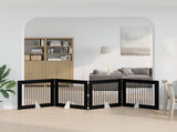 Dog Gate with Stands 4 pcs Black Oak 100 x 80 cm 892061