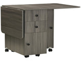 Multi-Storage Six-Person Drop Leaf Dining Table - Grey T3398P342379