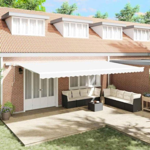 Retractable Awning with Manual White 600 x 300 cm Fabric 3331646
