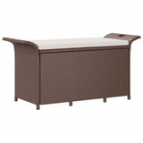 Garden Bench with Cushion Brown 116x46x57 cm Poly Rattan 363419