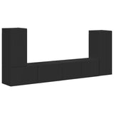 TV Cabinet Set 4 pcs Black Engineered Wood 3409115