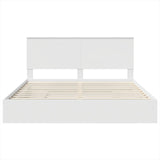 Storage Bed with Headboard White 200 x 200 cm Engineered Wood 3409517
